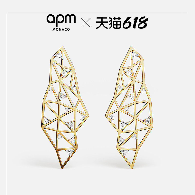 [杨紫同款]APM Monaco金黄色个性迷宫 LABYRINTHE耳环耳饰新品