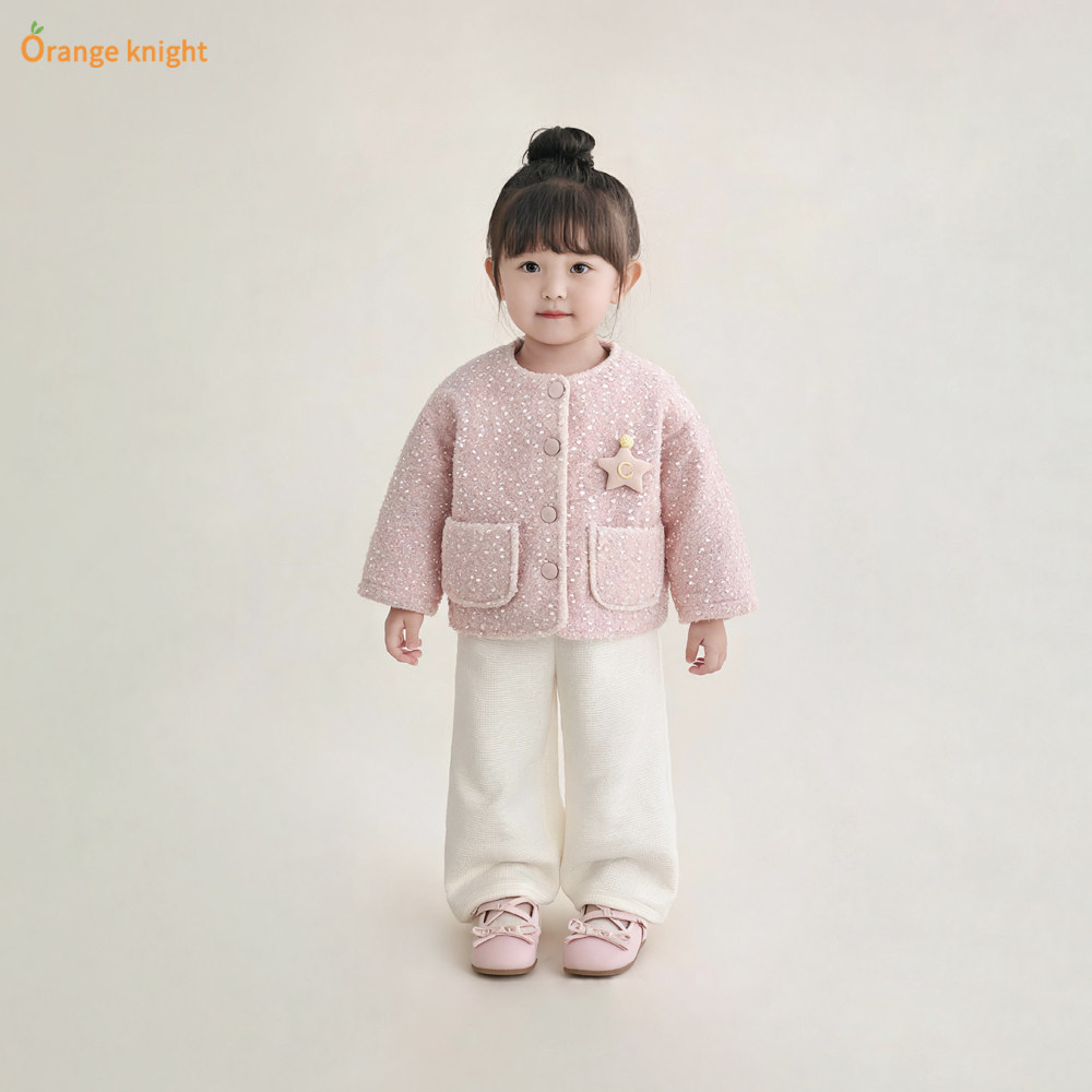 小女孩冬季装外套上衣女宝甜美可爱加绒加厚儿童洋气百搭外出衣服