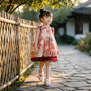 女童国风汉服花朵旗袍裙2026夏季新款小女孩新中式连衣裙唐装童装