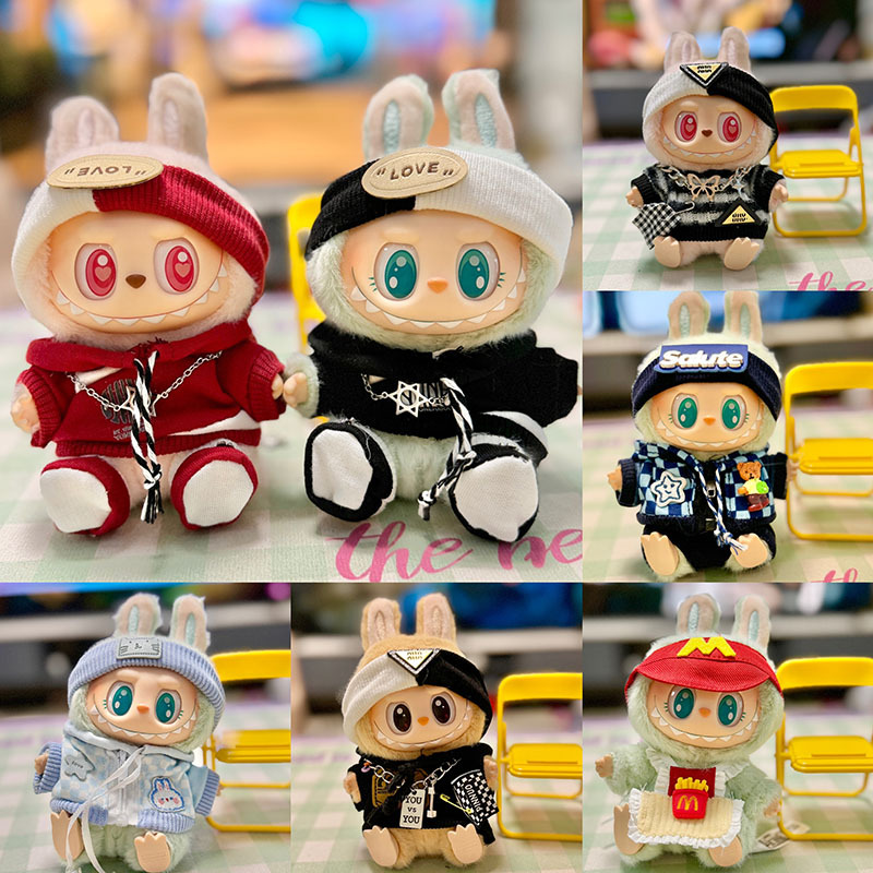 一二三代挂件Labubu衣服拉布布坐坐派对马卡龙娃衣潮流卫衣可爱