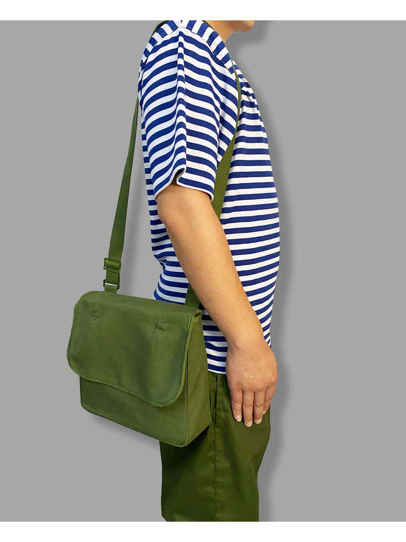 为人民服务帆布小挎包军绿色老式斜挎包黄挂包红卫兵怀旧演出65式