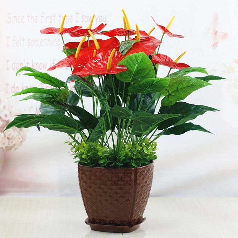 仿真假花草绿植红掌假花客厅装饰绿植物落地假花盆栽摆设舞台盆景