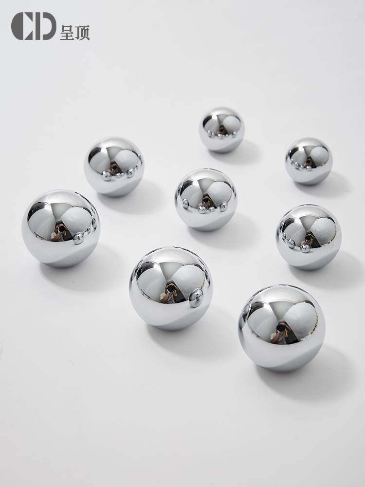 银色圆形黄铜小拉手法式极简轻奢鞋柜抽屉厨房木门衣柜门把手五金