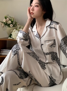 真丝睡衣女长袖老钱套装性感纯欲风高级感家居服