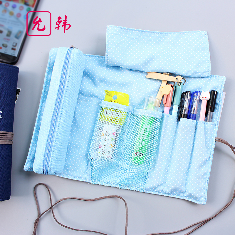 纯色小清新学生帆布笔袋简约文具袋笔包男女大容量笔盒铅笔袋笔帘