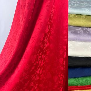 竹叶仿醋酸缎汉服面料古装 布料DIY 旗袍马面裙古风旗袍仿真丝服装