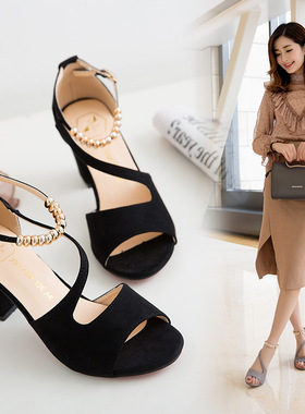 夏季高跟凉鞋一字扣女鞋 Summer High Heels Sandals Women shoes