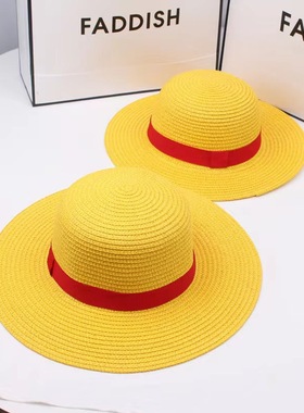Luffy straw hat one piece hat 海贼王路飞草帽男女夏季遮阳帽