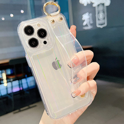 腕带透明适用iPhone17苹果16手机壳15女款13支架14硅胶12手腕11镭射16promax防摔17promax套15pro全包14p潮牌