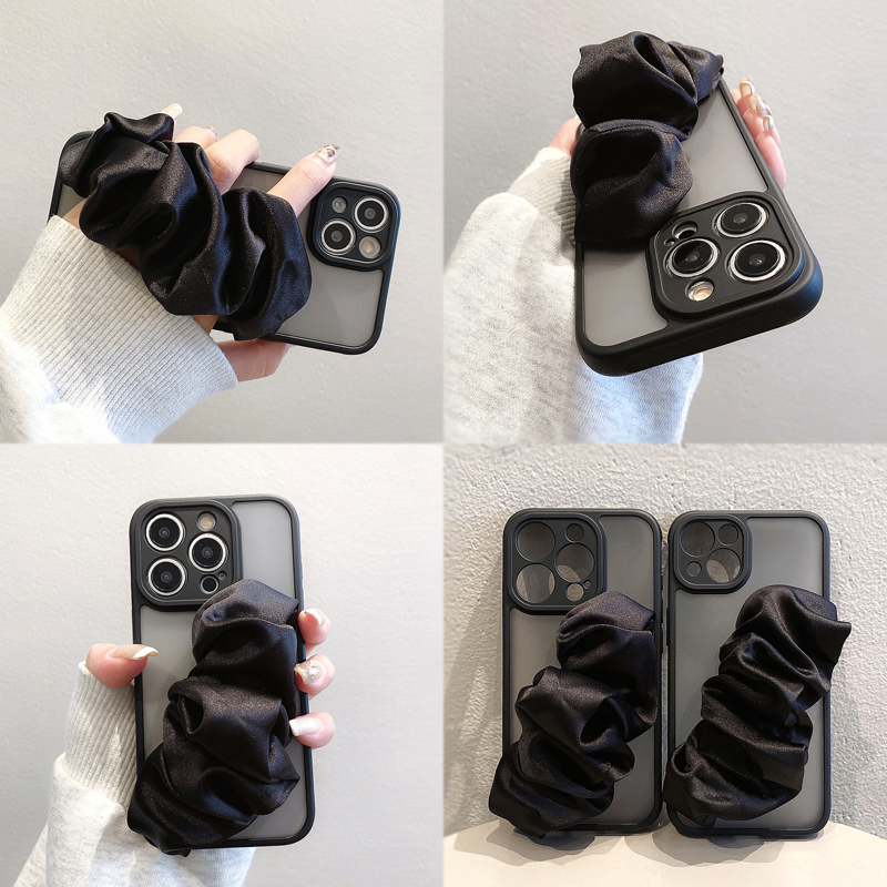 苹果手机壳一体丝绸手腕带防摔