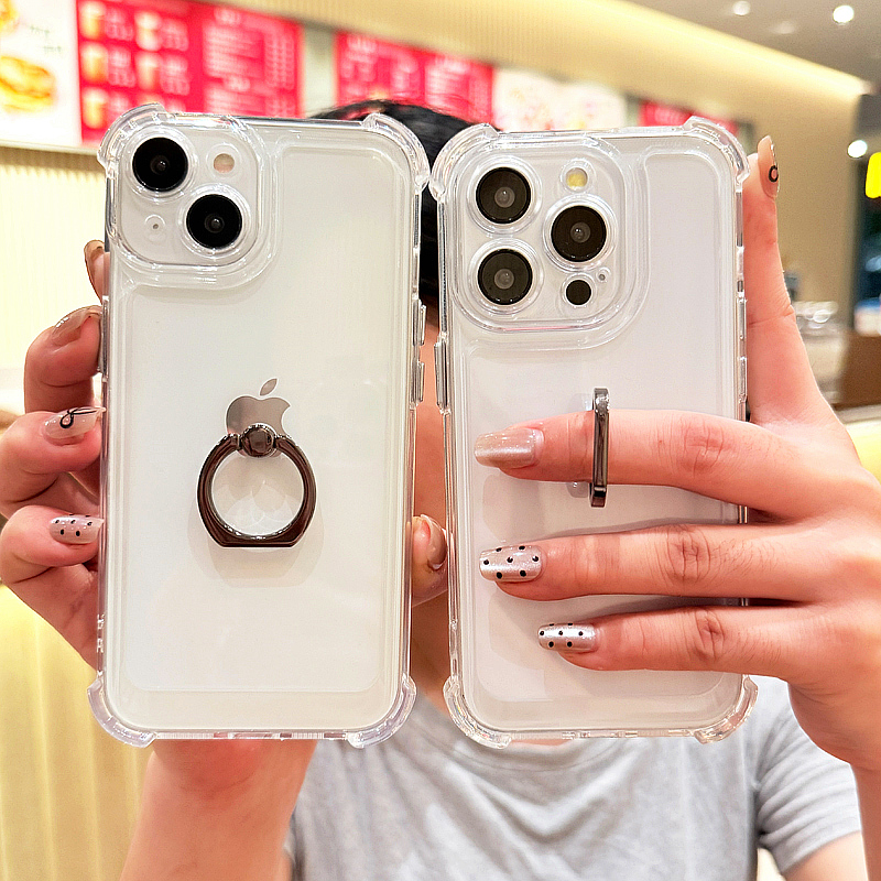 苹果iPhone16/15/14/13/12/11手机壳带支架16promax透明15promax简约14pro保护套13promax气囊防摔xs指环适用