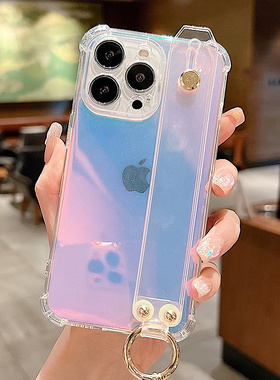 适用苹果13手机壳iPhone14腕带15透明12气囊防摔11镭射16pro硅胶14pro支架15promax保护套13pm女16promax炫彩
