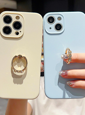 一体指环支架适用iPhone17/16/15/14/13/12手机壳17promax液态硅胶16promax女款15pro全包防摔14p保护壳13p套