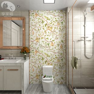 个性卫生间植物瓷砖画浴室花砖厕所墙砖图案餐厅岩板背景墙梨子树