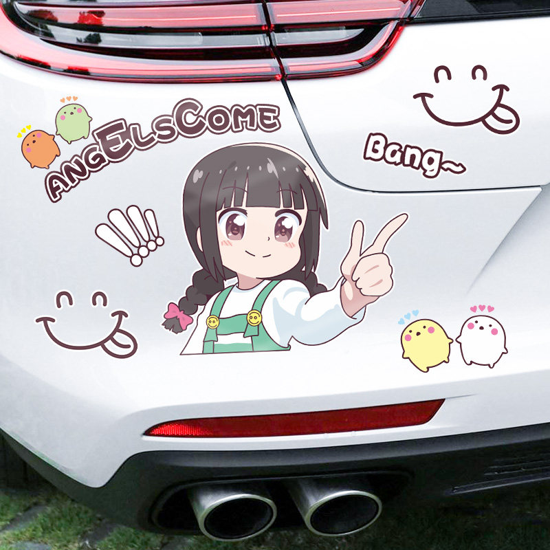 五菱宏光mini车贴可爱改装白咲花装饰迷你电动摩托汽车个性车身贴