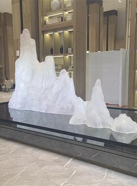 透明树脂铂晶水晶雕塑假山摆件高档酒店会所售楼处玄关装饰品定制