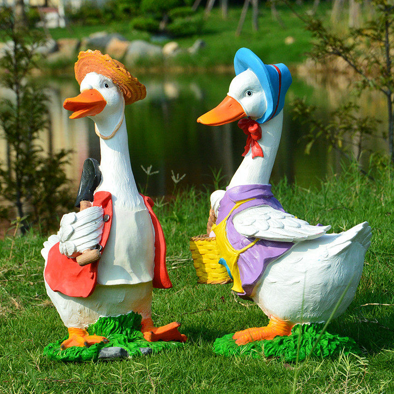 卡通鸭子摆件树脂工艺品园艺景观雕塑花园别墅摆设个性创意装饰品