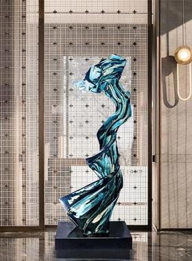 酒店大型抽象艺术摆件高级落地轻奢玄关透明树脂雕塑别墅客厅装饰