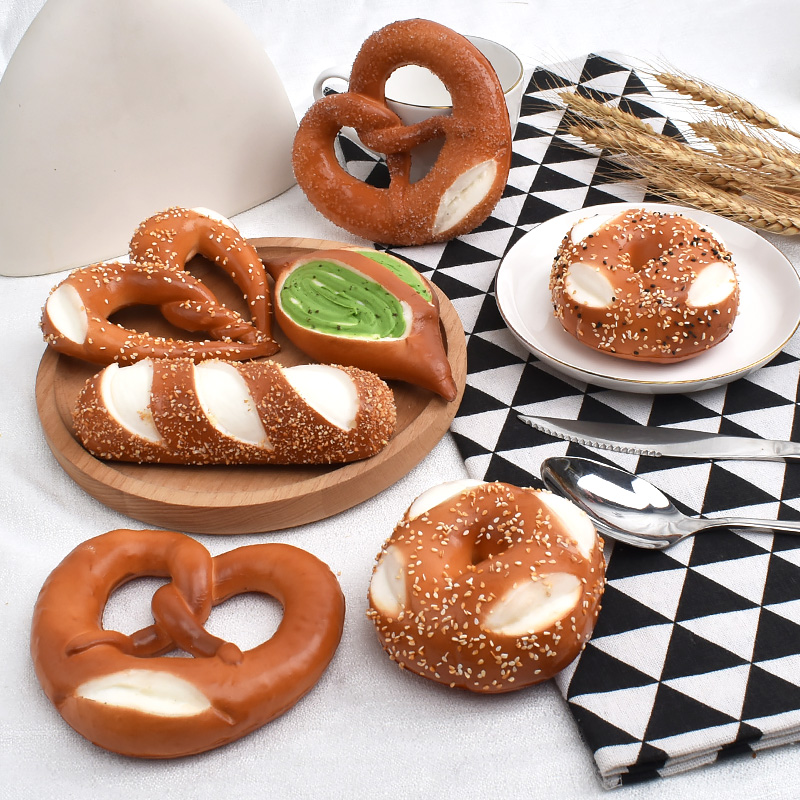 仿真碱水面包模型芝麻假蛋糕道具