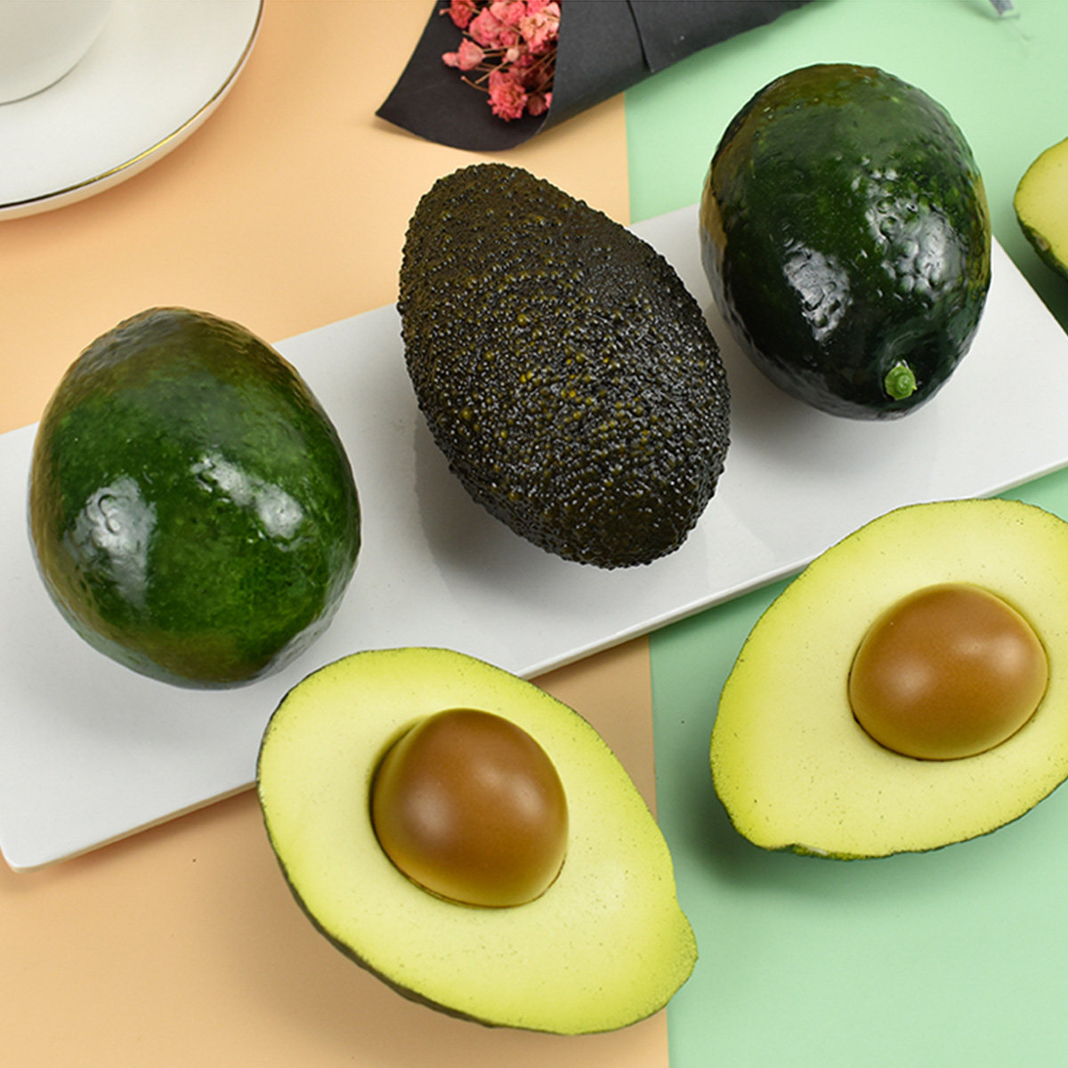 牛油果进口橱柜装饰拍照道具摆件