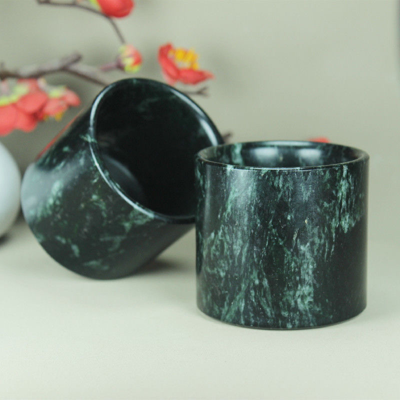 天然藏玉药王石直筒玉茶杯强磁健康长寿茶具客厅摆件蛇纹石玉杯子