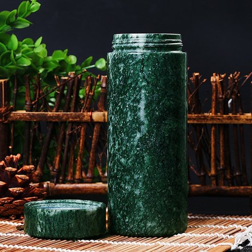 玉石茶杯厂药王石茶杯天然花纹蓝田玉茶杯磁性水杯让水富含矿物质