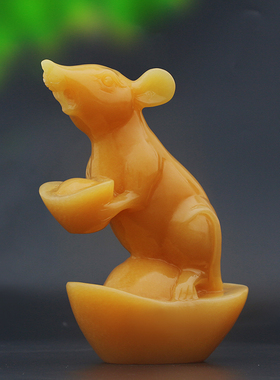 天然米黄玉十二生肖摆件