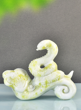 蓝田玉十二生肖蛇摆件