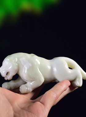 书房毛笔支架摆件高档蓝田玉老虎玉石精致大气简约玉石老虎笔搁