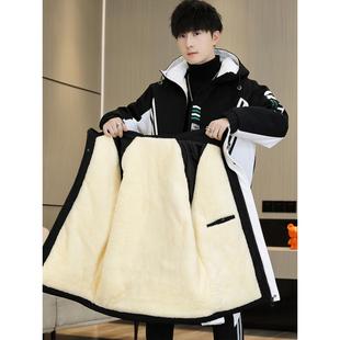 青少年秋冬季外套男大童加绒加厚新款男装帅气高初中学生潮流套装