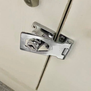 卡扣冰箱带锁办公桌90度柜子锁免打孔锁具防盗柜锁档案柜工具箱