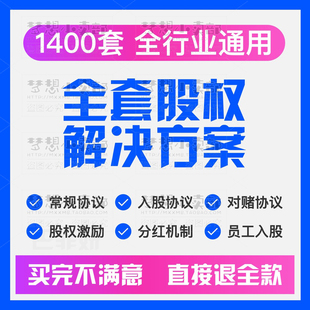 股权协议方案期权方案 合伙人协议顶层架构设计员工入股方案薪酬