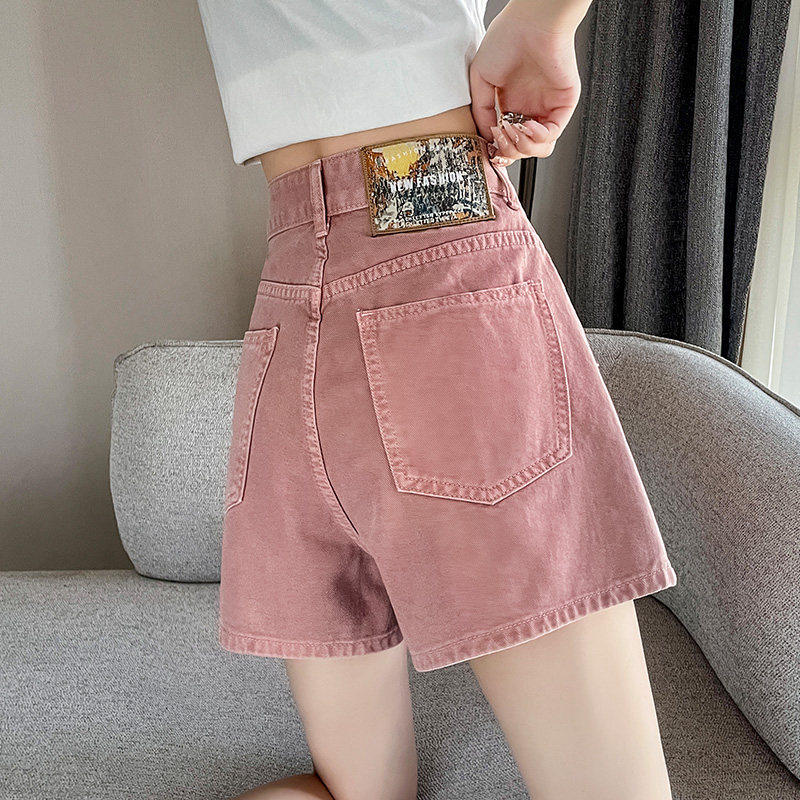 粉色牛仔短裤女夏季2026年新款高腰a字宽松显瘦辣妹热裤外穿裤子