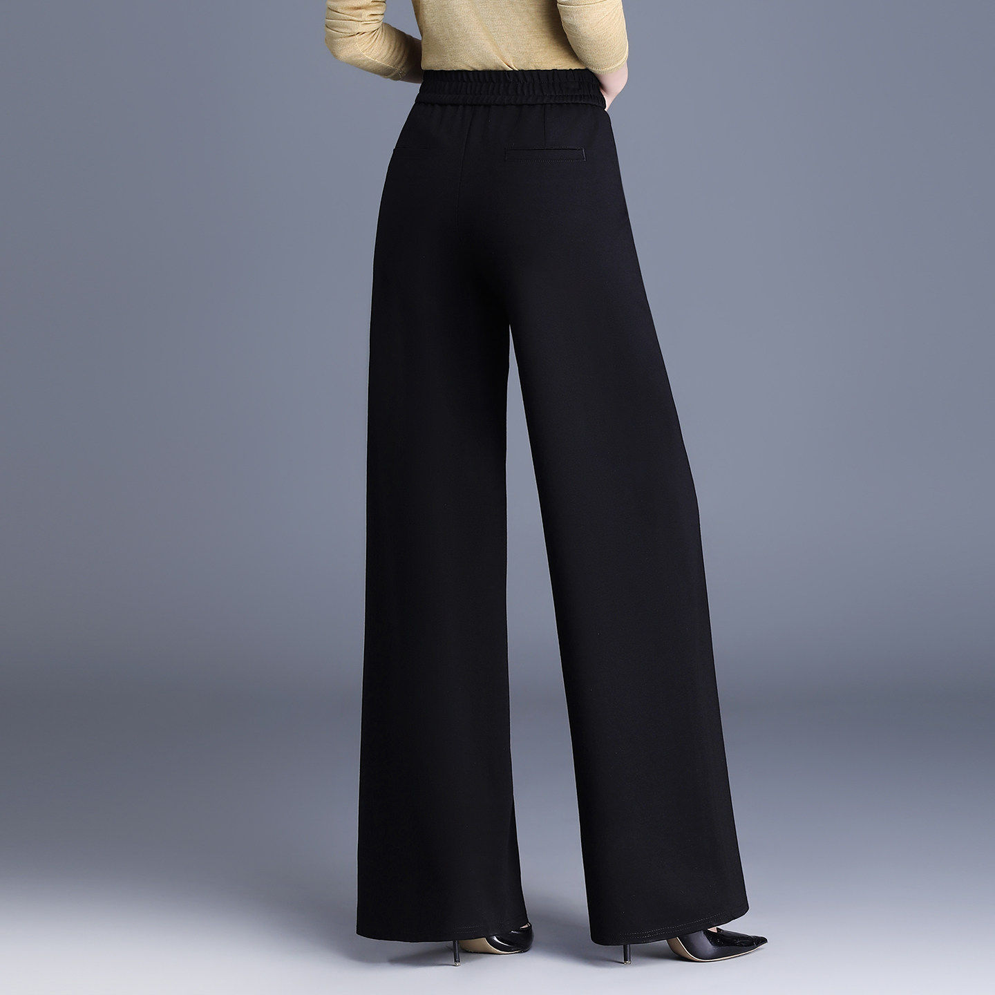 宽松阔腿休闲裤女2026春季新款松紧高腰喇叭裤垂感西装大码直筒裤
