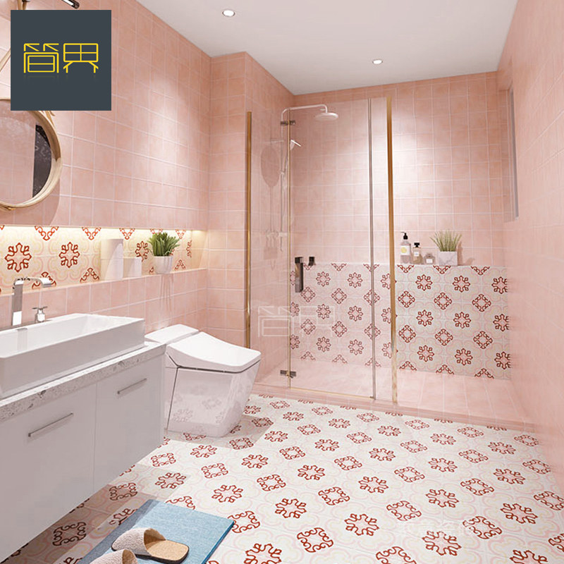 北欧厨房墙砖卫生间瓷砖复古花砖300粉色阳台地砖防滑现代仿古砖|ruв категории награду материалов, керамическая плитка, старинного кирпича (включая культуры камень) - от Buy2taobao.com для оказания профессиональной услуги покупки агента Taobao