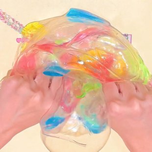 新品 彩虹假水起泡胶巨筋透明厚实泡泡奶大桶史莱姆解压玩具高颜值