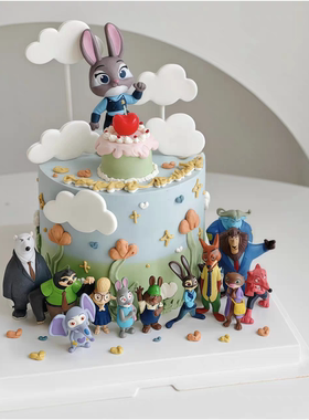 Zootopia疯狂动物城蛋糕装饰摆件朱迪尼克Hopps 儿童生日甜品插件