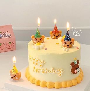 饰摆件韩国可爱儿童帽子烘焙派对插件 热卖 小熊小丑生日蜡烛蛋糕装