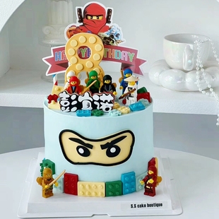乐高积木幻影忍者蛋糕装 饰插件NINJAGO公仔男孩儿童生日甜品插件