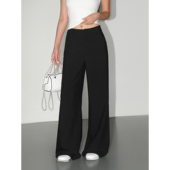 宽松直筒阔腿长裤 雅痞老钱 女夏季 卡其色复古高腰休闲裤 NEVA