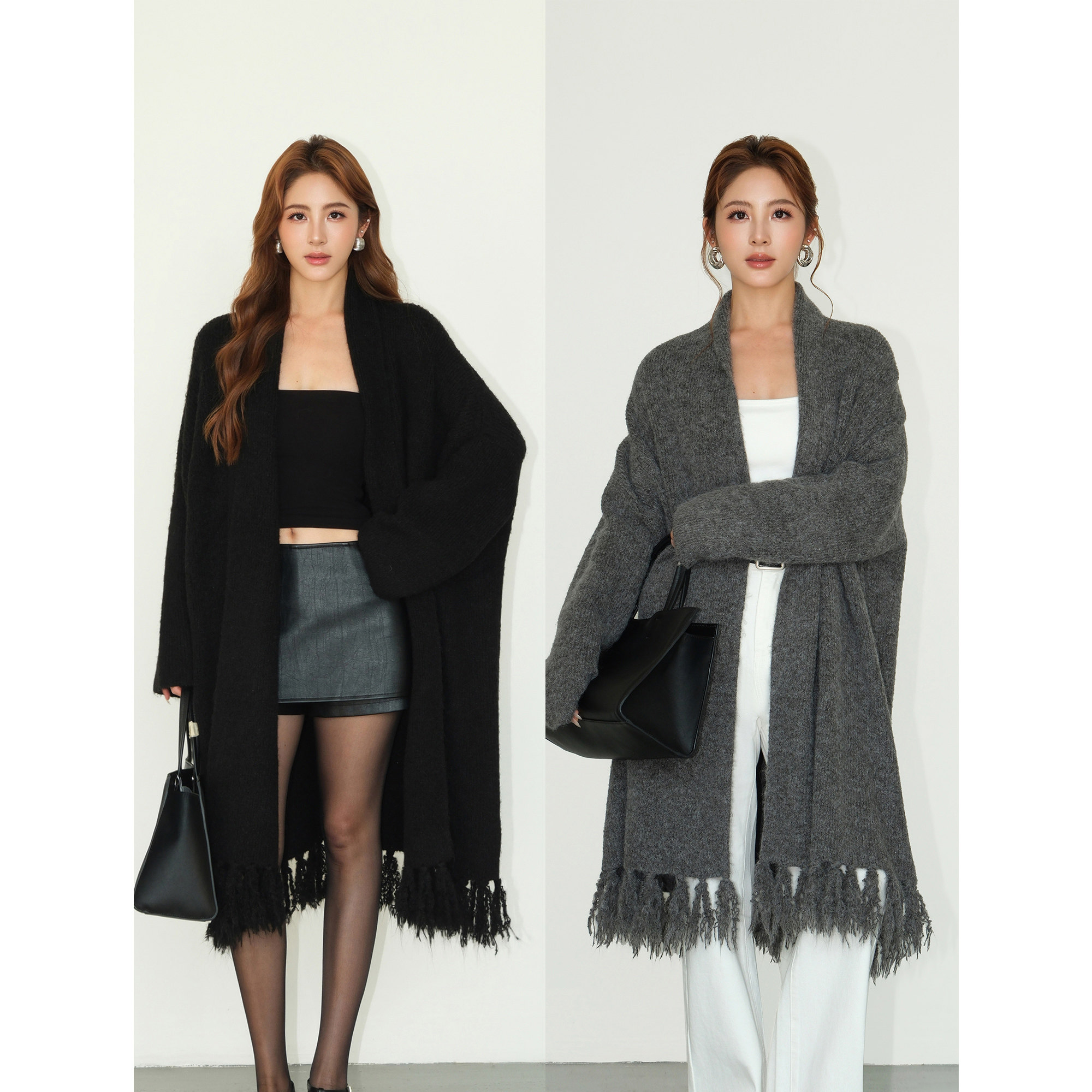 NEVA HU 理性优雅！浴袍领流苏针织开衫女高级感翻领宽松毛衣外套,女装/女士精品,毛针织衫,淘宝优惠券,粉丝福利购,淘宝优惠卷