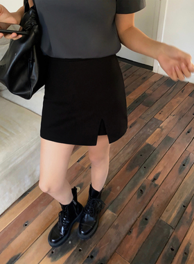 NEVA HU黑色半身裙裤裙女高腰显瘦短裙a字包臀裙气质百搭裙子
