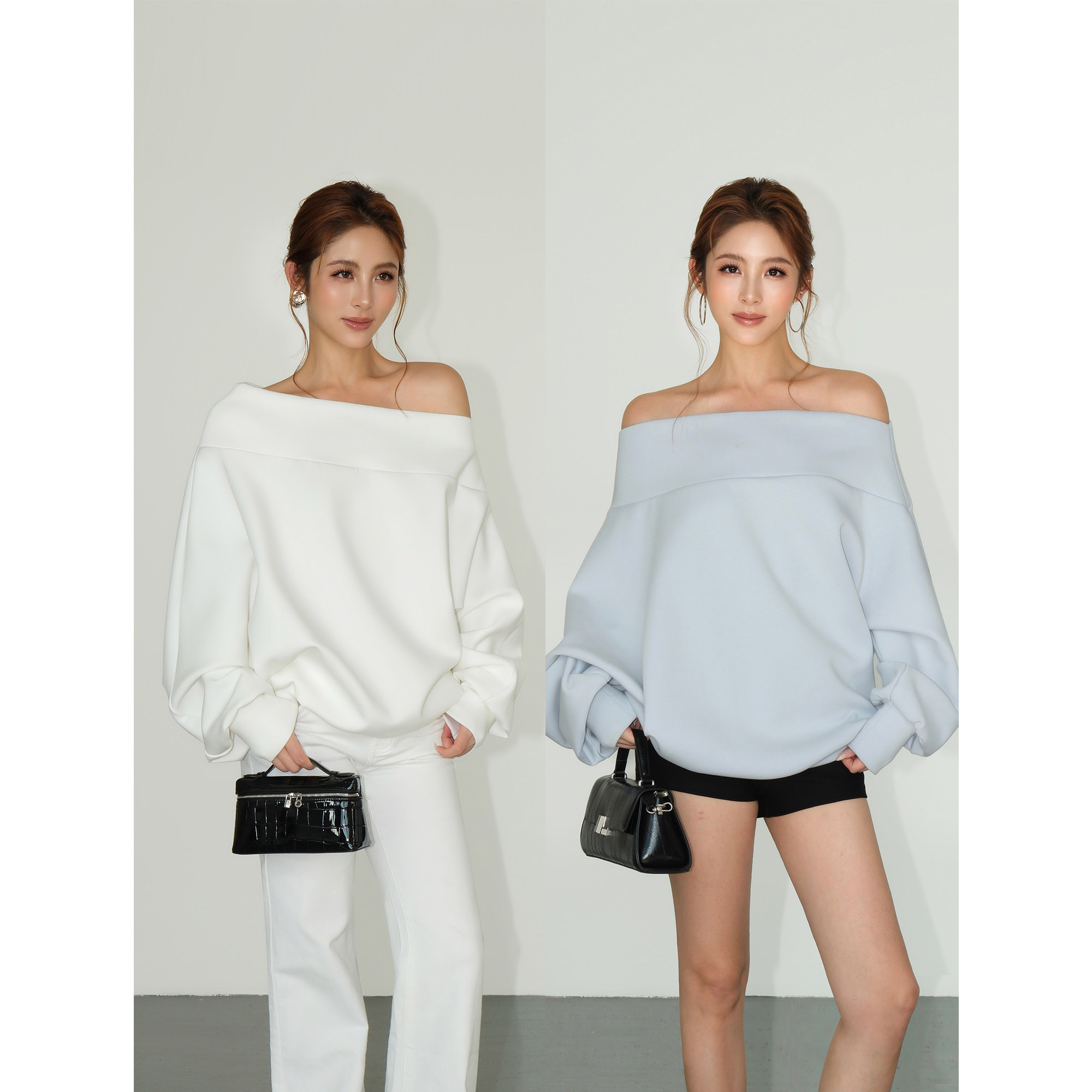 NEVA HU 纽约街头 一字肩套头卫衣女慵懒风美式宽松露肩长袖上衣,女装/女士精品,卫衣/绒衫,淘宝优惠券,粉丝福利购,淘宝优惠卷