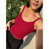 黑色吊带背心女带胸垫收腰显瘦外穿针织无袖 NEVA 辣妹上衣