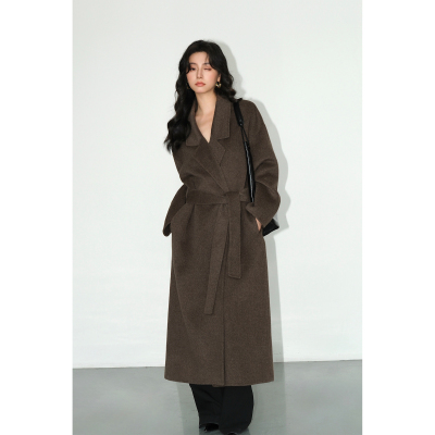 全羊毛双面呢大衣女长款毛呢外套