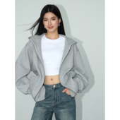 NEVA 慵懒风拉链上衣 宽松休闲连帽卫衣外套女秋季 现货7折