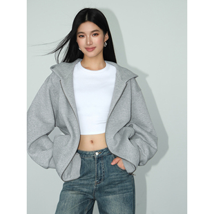 新款 现货7折 2025秋季 慵懒风拉链上衣 连帽卫衣外套女款 NEVA