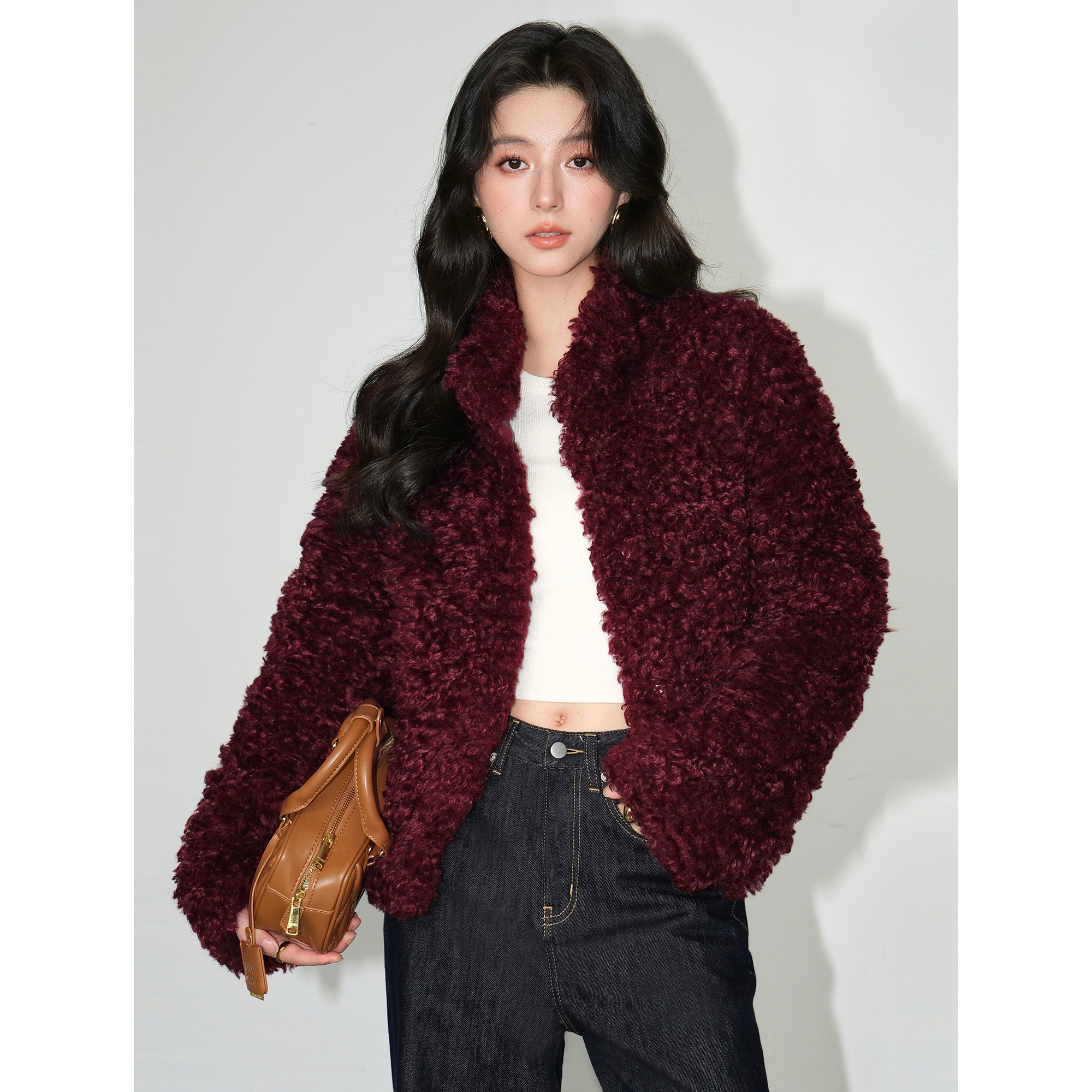 舒适时尚仿皮草短外套