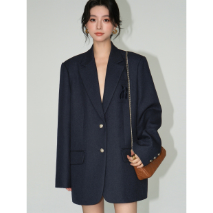 NEVA HU 高级感夹棉西装外套女宽松刺绣西服气质上衣马甲两件套