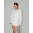 圆领拼接花边长袖 可盐可甜 t恤女宽松休闲韩系松弛感上衣 NEVA